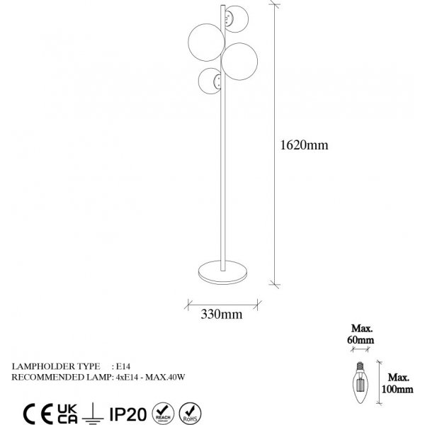 Facettierte Stehlampe 10523 - Antik/weiß