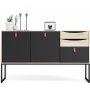 Stubble-Sideboard mit 3 Türen und 2 Schubladen - Schwarz/Eiche