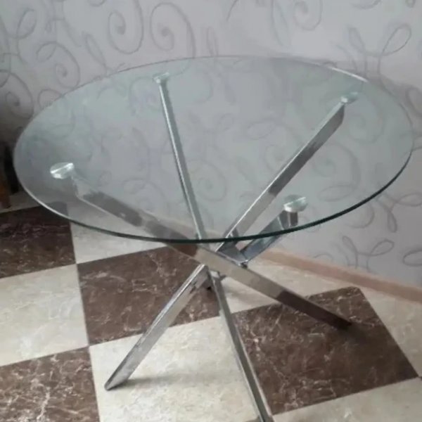 Charlotte runder Esstisch Ø90 cm - Chrom / Glas