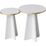 Pilz-Beistelltisch-Set Ø30/40 cm - Gold/Weiß