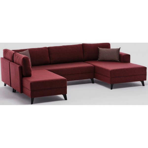 Efsun U-Bettsofa - Burgund