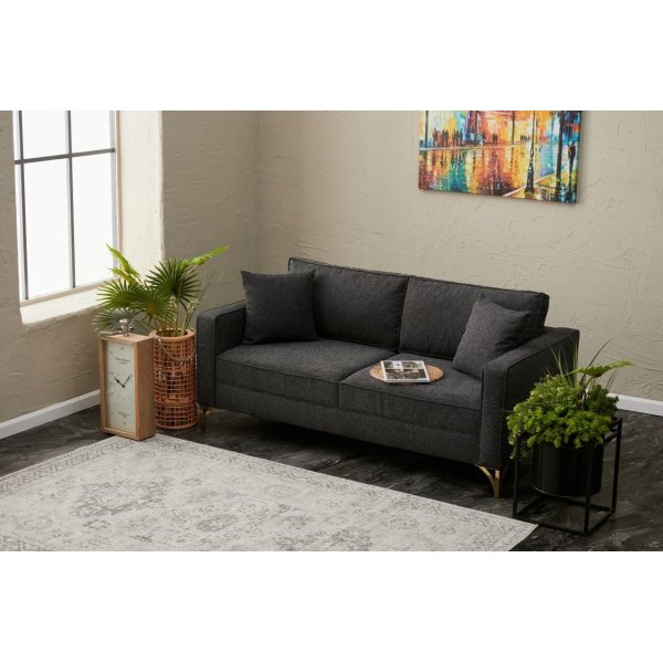 Berlin 2-Sitzer Sofa - Anthrazit/Gold