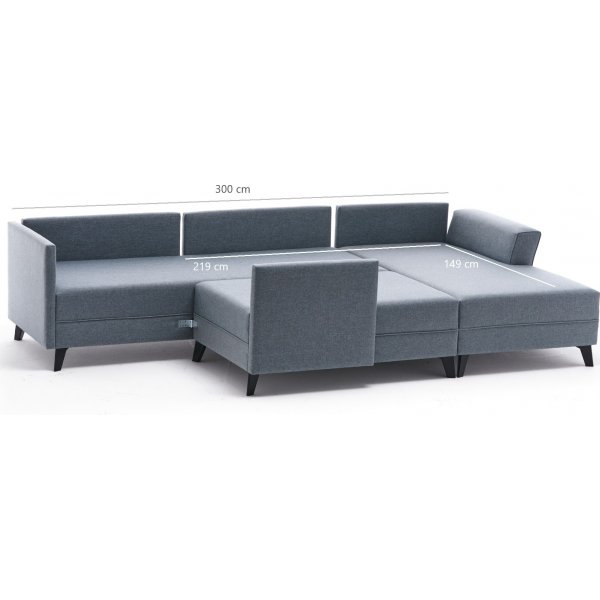 Efsun U-Bettsofa - Burgund