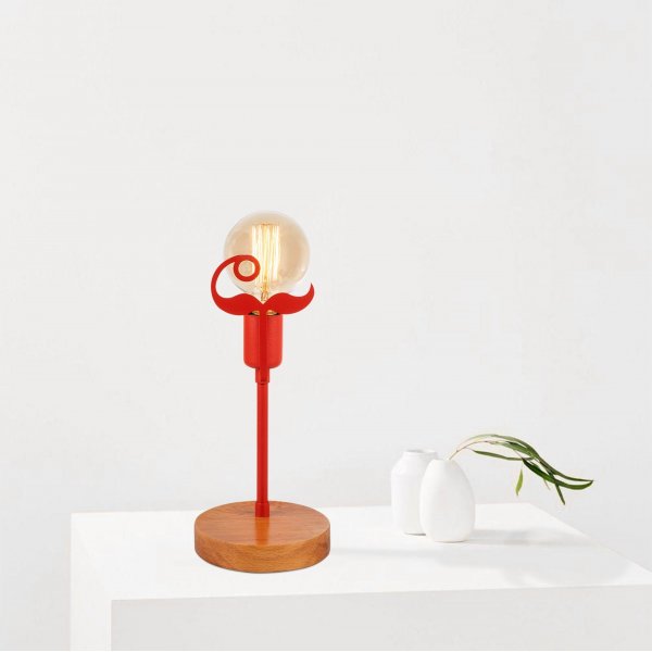 Beami Tischlampe - Nussbaum/rot