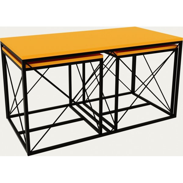 Ravina Couchtisch 45/100 x 45/50 cm - Gelb/Schwarz