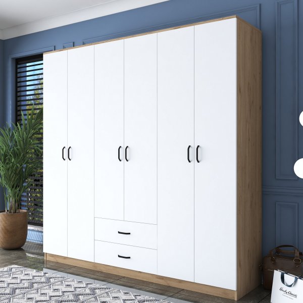 Baden Kleiderschrank 11 - Nussbaum/weiß