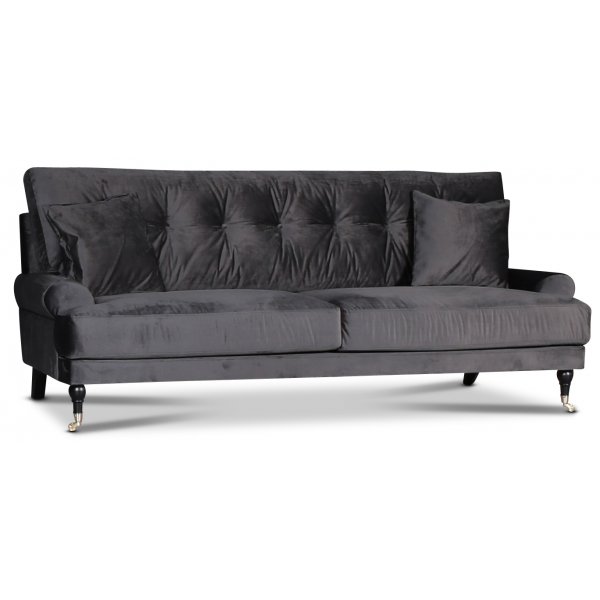 Adena 3-Sitzer Sofa - Dunkelgrauer Samt