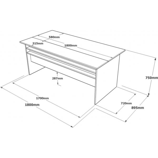 Vista Schreibtisch 180x89,5 cm - Braun/Beton/Anthrazit
