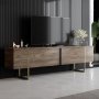 Medienbank 180 cm Walnuss / Gold - Lux