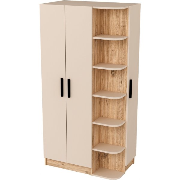 Luses Kleiderschrank - Kiefer/Beige