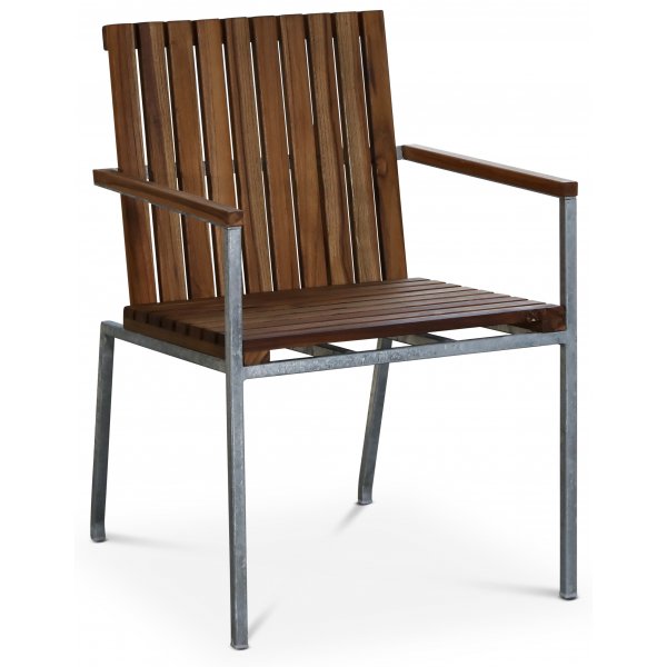 Gartenstuhl Alva – Teak/galvanisiertes Metall