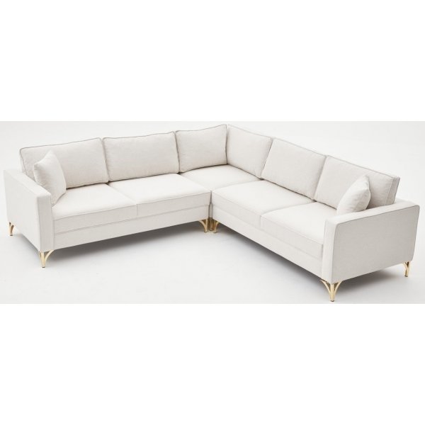 Berlin Ecksofa - Cremeweiß/Gold