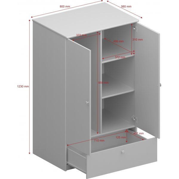 Memphis Kleiderschrank - Grau