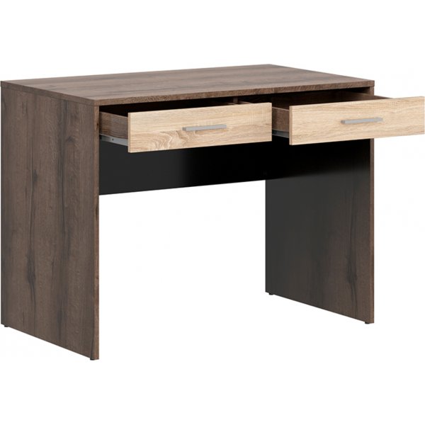 Nepo Plus Schreibtisch mit 2 Schubladen 100 x 59 cm - Dunkle Eiche/helle Eiche