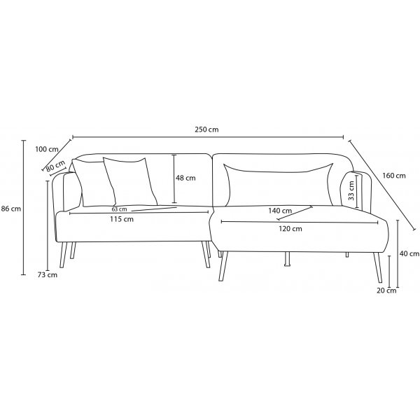 Revos Diwansofa rechts - Braun