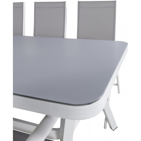 Virya Outdoor-Essset mit 6 Break-Stühlen - Grau/Weiß