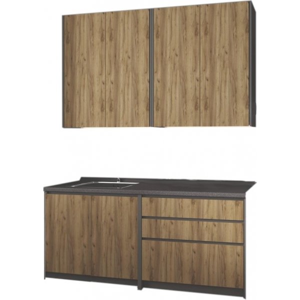 Idea Komplettküche 180 cm - Craft Eiche/Anthrazit