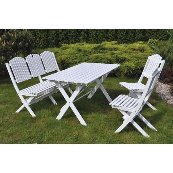 Haväng klassische weiße Outdoor-Gruppe; Sofa, Tisch und 2 Stühle