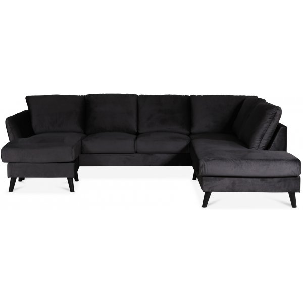 Country U-Sofa mit offenem Ende rechts - Anthrazitgrau (Samt)