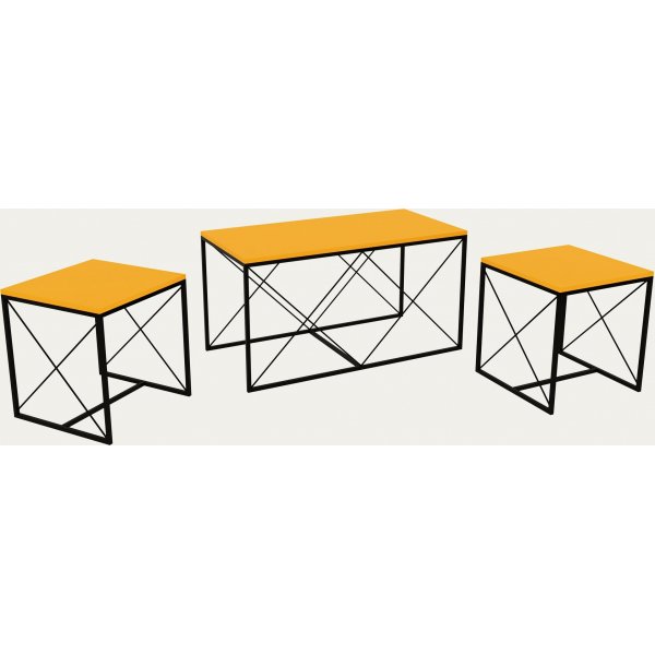 Ravina Couchtisch 45/100 x 45/50 cm - Gelb/Schwarz