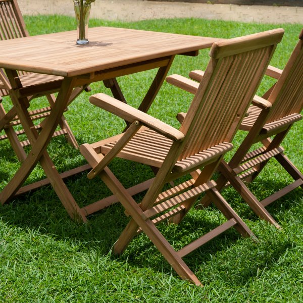 Saltö Outdoor Dining Group Esstisch 120x70 cm mit 4 Saltö Rahmenstühlen - Teak