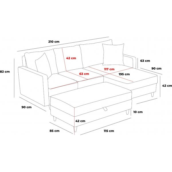 Eca Diwansofa links - Anthrazit
