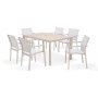 Urbanite-Essgruppe mit Esstisch 160 cm und 6 stapelbaren Esszimmerstühlen - Beige