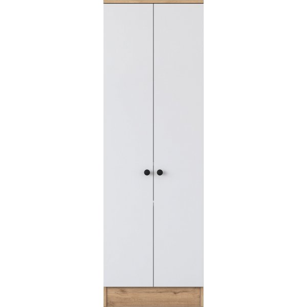 Mendy Kleiderschrank 60 cm - Nussbaum/weiß