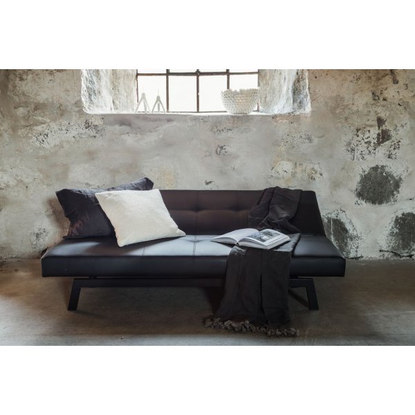 Schlafsofa - Schwarzes Kunstleder