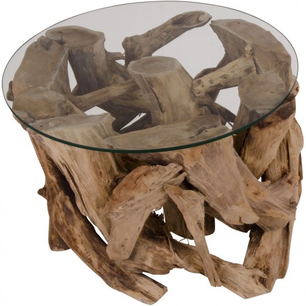 Grand Canyon Couchtisch 60 x 60 cm - Teak/Glas