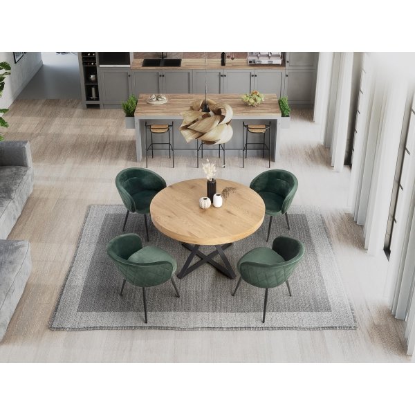Mercy Esstisch 120-160 x 120 cm - Eiche/Schwarz