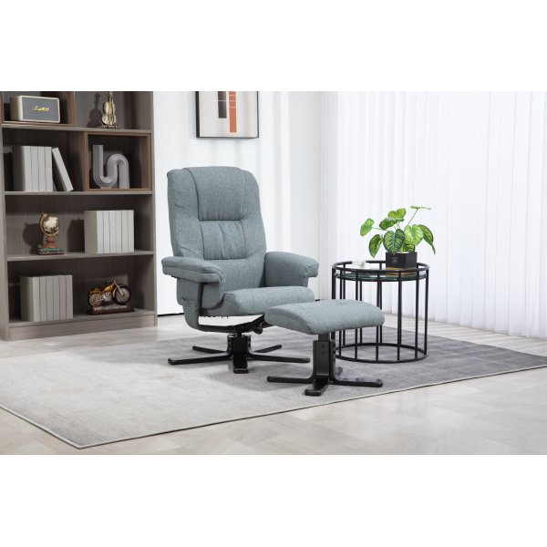 Relaxsessel grau mit Fußhocker - Oslo
