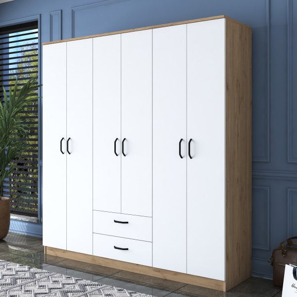 Baden Kleiderschrank 15 - Nussbaum/weiß