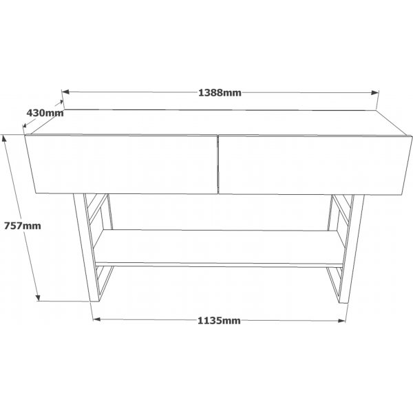 Flurtisch aus Metall 139 x 43 cm - Kiefer/Schwarz