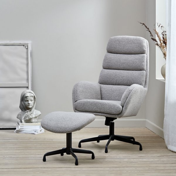 Manitoba-Liegestuhl mit Fußhocker - Taupe