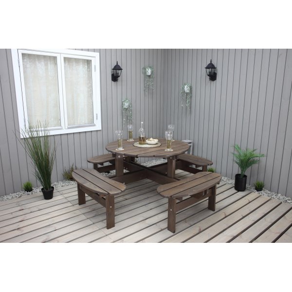 Ronda-Möbelgruppe - Gartenbank & Tisch in einem - Braun