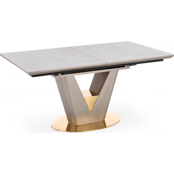 Valentino Esstisch 160-220 x 90 cm - Grauer Marmor/Hellgrau/Gold