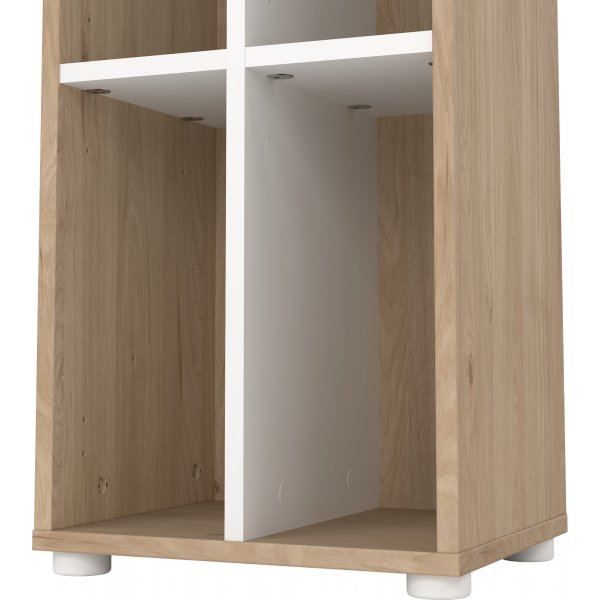 Schilder-Bücherregal mit Trennwand - Weiß/Hickory