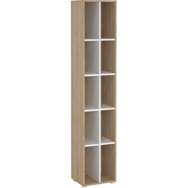 Schilder-Bücherregal mit Trennwand - Weiß/Hickory