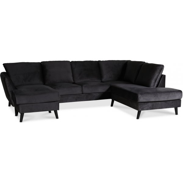 Country U-Sofa mit offenem Ende rechts - Anthrazitgrau (Samt)