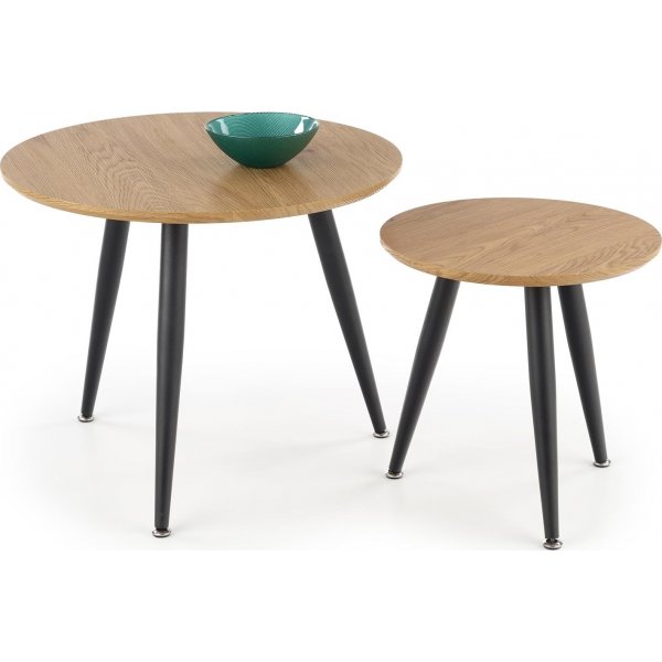 Runder Couchtisch Ø40/59 cm - Eiche/schwarz
