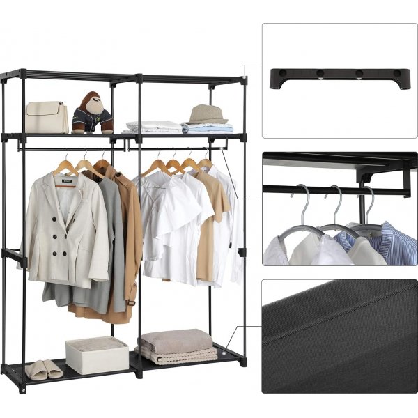 Kleiderschrank Joshua 140 x 174 cm - Schwarz