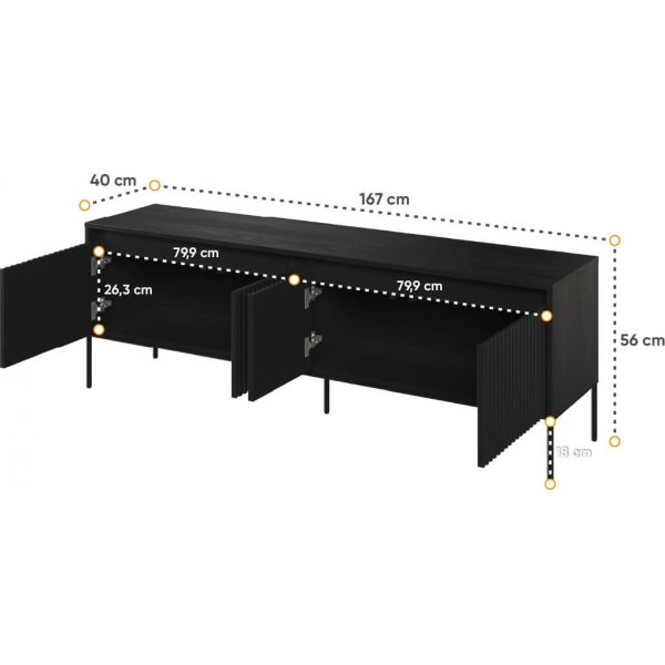 Trend-Medienbank B167 cm - Schwarz