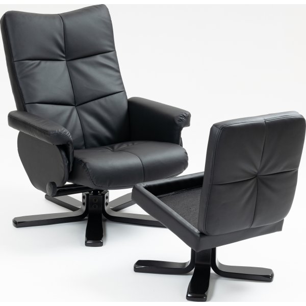 Duvnäs Reclinersessel mit Fußhocker - schwarzes PU