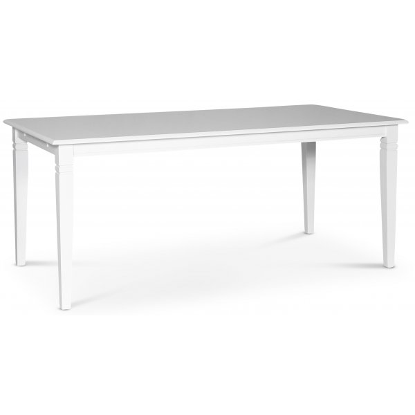 Lebensmittelgruppe Sandhamn; 180x95 cm Tisch mit 6 Crocket Esszimmerstühlen aus schwarzem PU + 6.00 x Serviettenringe