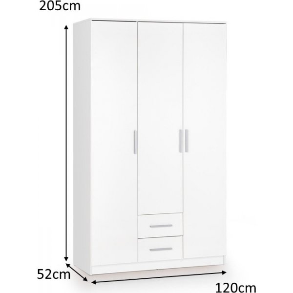 Abdel 3 Kleiderschrank - Weiß/Eiche