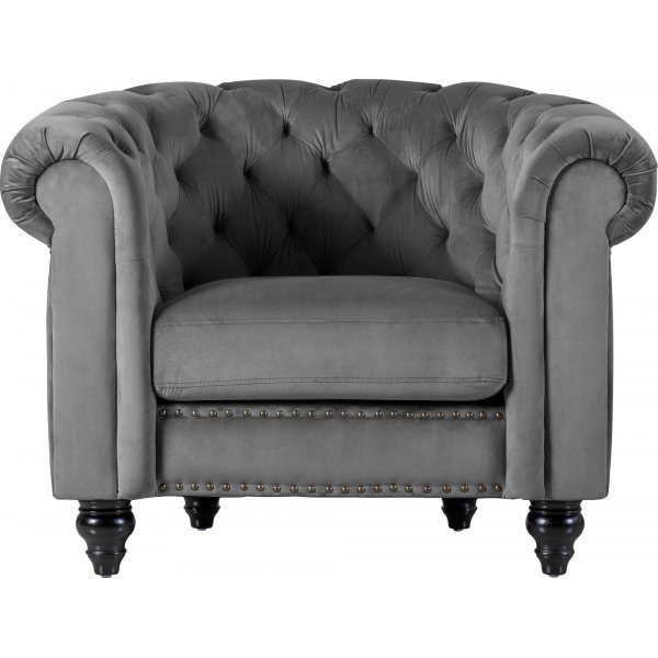 Sessel Chesterfield grau Samt Royal