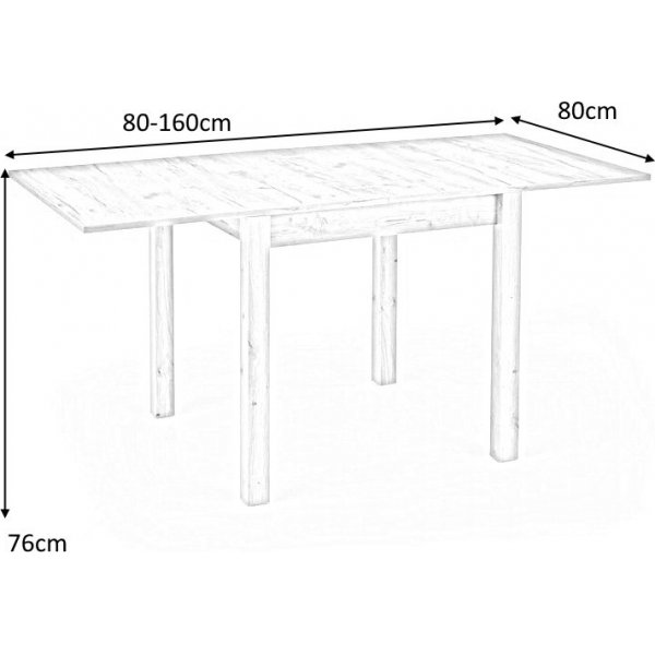 Yaritza ausziehbarer Esstisch 80-160 cm - Weiß/Eicheonoma