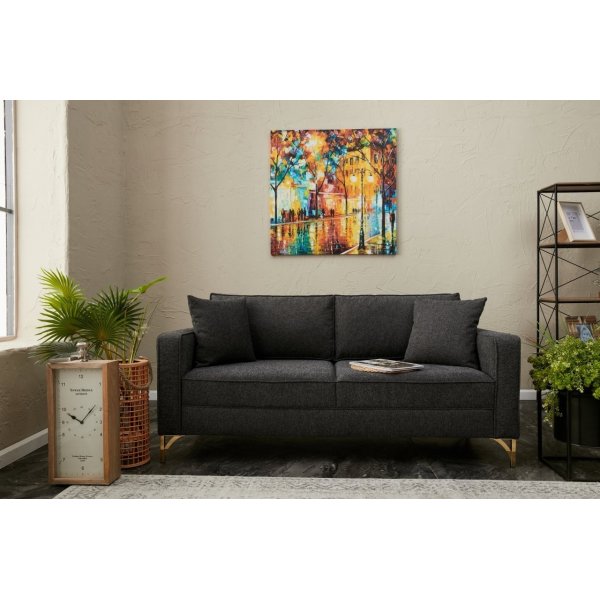 Berlin 2-Sitzer Sofa - Anthrazit/Gold