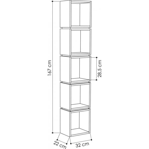 Multi-Bücherregal - Eiche/weiß